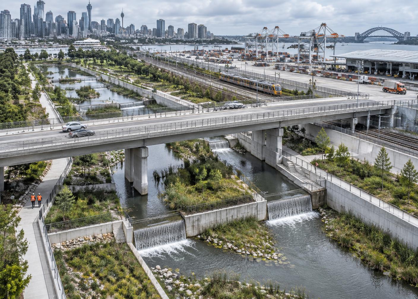 Integrated water, transport and logistics infrastructure